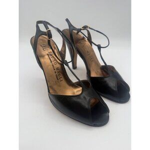 Vintage Bruno Magli Italy Women's Black Leather Strappy Open Toe Heels Size 5